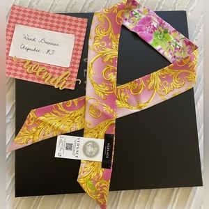 Silk twilly neck or bag tie scarf 🌸